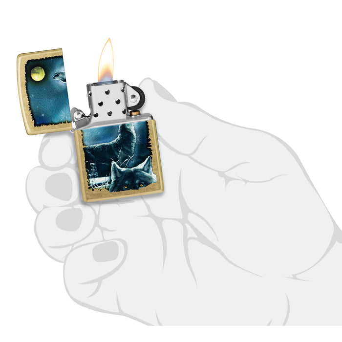 Zippo Lighter: Wolf Song Design - Street Brass 47189